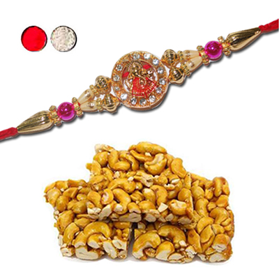 "Rakhi - FR- 8140 A (Single Rakhi),250gms of KajuPakam Sweet - Click here to View more details about this Product
